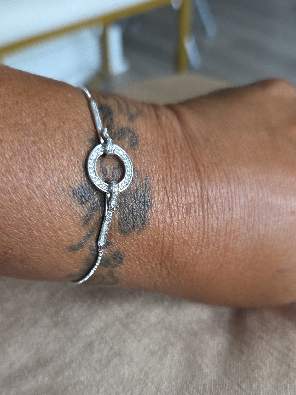 Sterling Silver Circle & Bar Bracelet - Silver